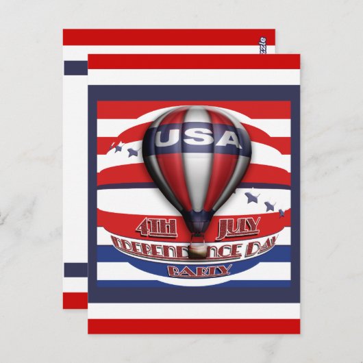 4 juli uitnodigingen voor feesten (Voorkant / Achterkant)