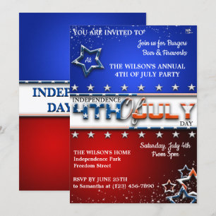 4 juli uitnodigingen voor feesten