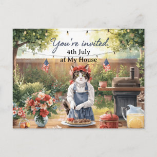 4 juli uitnodigingskaart voor kattenliefhebbers Pa Feestdagenkaart
