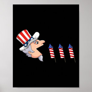 4 juli Uncle Sam Amerikaans vuurwerk Leuke jongens Poster