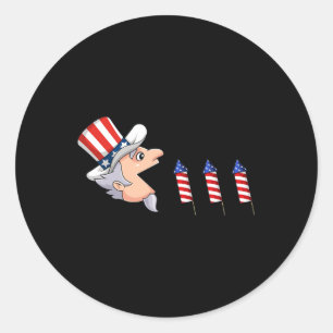 4 juli Uncle Sam Amerikaans vuurwerk Leuke jongens Ronde Sticker
