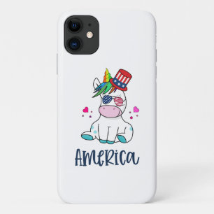 4 juli Unicorn met Amerikaanse vlag Sun Glasses iPhone 11 Hoesje