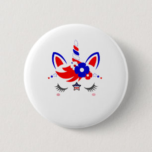 4 juli Unicorn top Funny Cute Patriotic Women Ronde Button 5,7 Cm