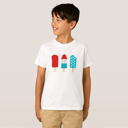 4 juli Unisex van het Kind patriottische Popsicles T-shirt (Voorkant volledig)