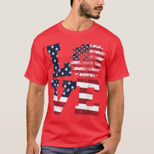 4 juli USA Love Sunflower Patriotic American T-shirt
