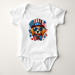 4 juli USA patriottische hond Onafhankelijkheidsda Romper