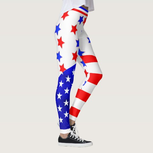 4 juli USA Rood Wit Blauw Sterren en Strepen Leggings (Rechts)