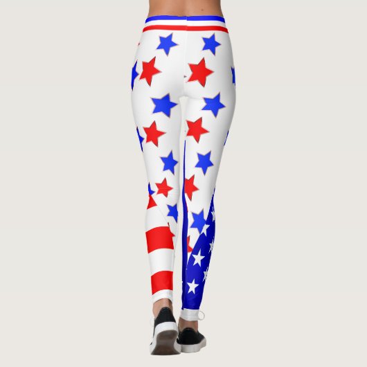 4 juli USA Rood Wit Blauw Sterren en Strepen Leggings (Achterkant)