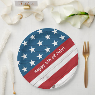 4 juli USA Rustische Houten Vlag Sterren Strepen Papieren Bordje