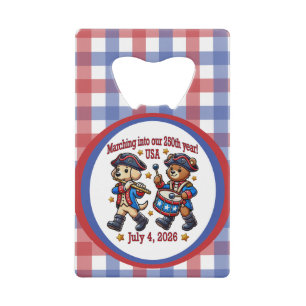 4 juli Verenigde Staten 250ste Jubileum Semiquince Kredietkaart Flessenopener