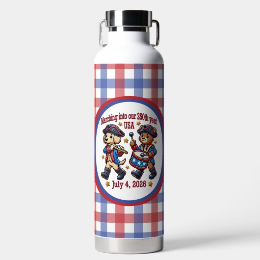 4 juli Verenigde Staten 250ste Jubileum Semiquince Waterfles (Voorkant)