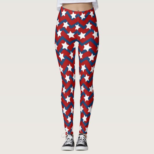 4 juli Verenigde Staten Onafhankelijkheidsdag Witt Leggings (Voorkant)