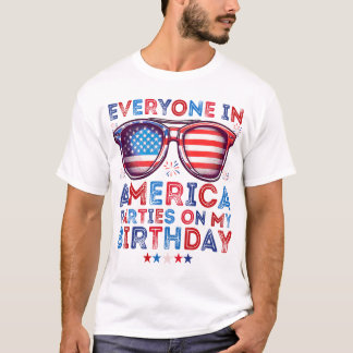 4 juli verjaardag Funny Geboren op vier juli T-shirt