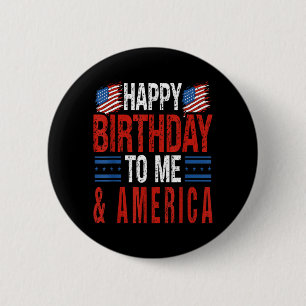4 juli Verjaardag Gefeliciteerd Amerika met je ver Ronde Button 5,7 Cm