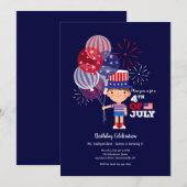 4 juli Verjaardag Jongen Kaart (Voorkant / Achterkant)