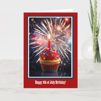 4 juli Verjaardag met Cupcake Kaars Kaart
