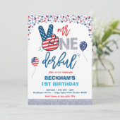 4 juli Verjaardag Mr. One-derful 1st Verjaardag Kaart (Staand voorkant)