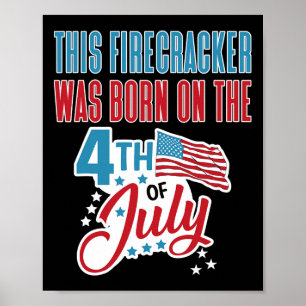 4 juli verjaardag vuurwerk geboren op 4 juli poster