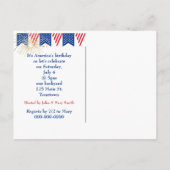 4 juli verjaardags vuurwerkfeest briefkaart (Achterkant)