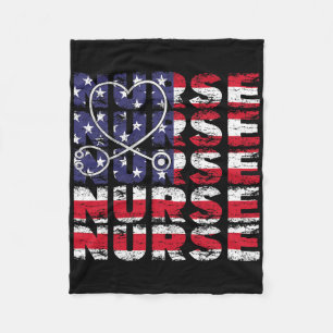 4 juli Verpleegkundige Amerikaanse vlag verpleging Fleece Deken