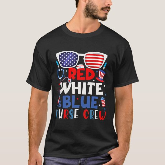 4 juli Verpleegster Vuurwerk Patriottische Verplee T-shirt (Voorkant)