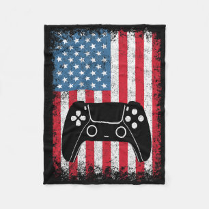 4 juli Video Game Gamer Kinder Jongens Mannen USA Fleece Deken