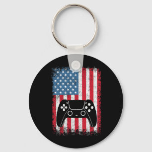 4 juli videogame gamer kinderen jongens mannen usa sleutelhanger