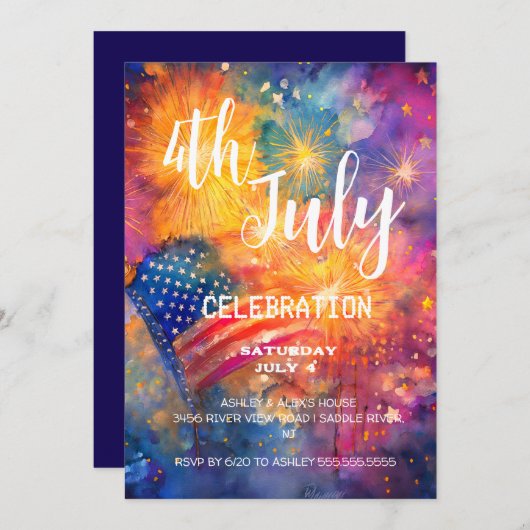 4 juli viering Bash Kaart (Voorkant / Achterkant)