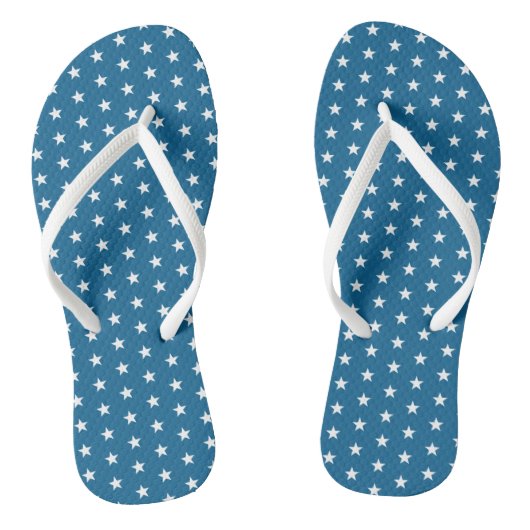 4 juli Viering Blauw Wit Sterrenpatroon Teenslippers (Voetbed)