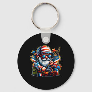 4 juli Vist Gnome Patriotic Vissen Lover Sleutelhanger