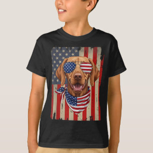 4 juli Vizsla-hond Amerikaanse vlag VS T-shirt