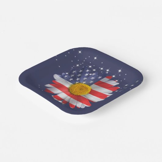 4 juli Vlag Daisy Papieren Bordje (Gebogen)