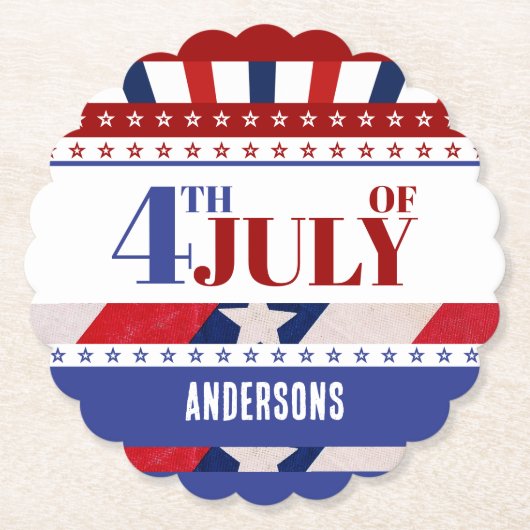 4 juli Vlag van Amerika Artsy Custom Kartonnen Onderzetters (Voorkant)