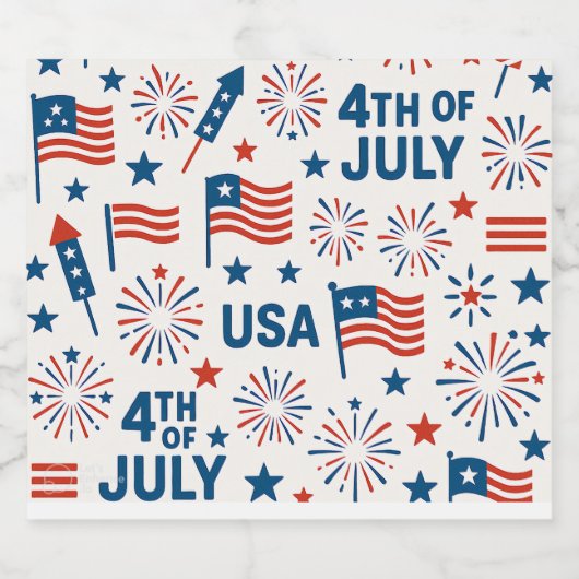 4 juli 🇺🇸 | Voedsel & Drink Labels met Vuurwerk Sparkling Wijnetiket (Enkel label)