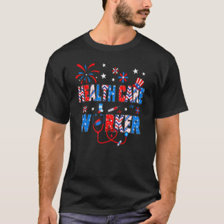 4 juli voor vrouwen stethoscoop gezondheidszorg we t-shirt
