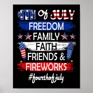 4 juli Vrijheid Familie Vrienden Vuurwerk Trots Poster
