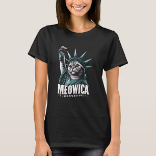 4 juli Vrijheidsbeeld Cat Meowica Onafhankelijk T-shirt