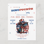 4 juli vrolijke dinosaurus met hoed en bril briefkaart (Voorkant)