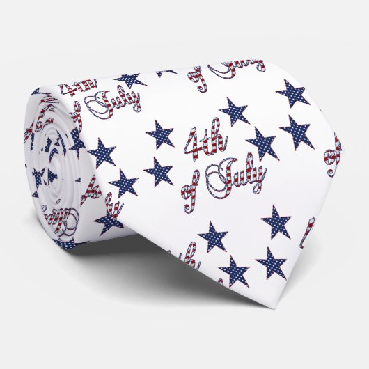 4 juli VS Stars en Stripes Text Pattern Stropdas (Opgerold)