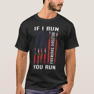 4 juli VS Vlag directeur Vuurwerk als ik Y run T-shirt