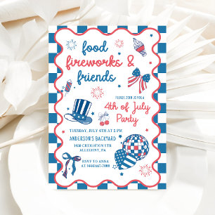 4 juli Vuurwerk Amerika Vlag BBQ Party Kaart