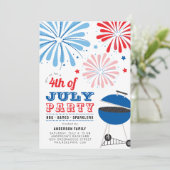 4 juli Vuurwerk BBQ Feest Kaart (Staand voorkant)