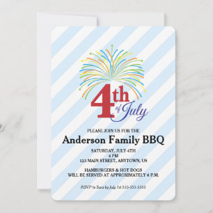 4 juli Vuurwerk   Familie BBQ Uitnodigen Kaart
