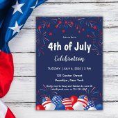 4 juli Vuurwerk Modern Blue Party Kaart