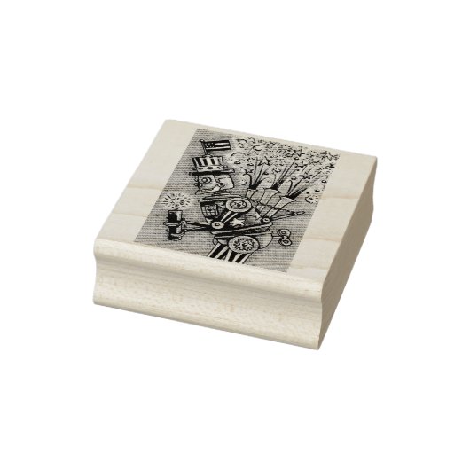 4 JULI VUURWERK ROBOT STEAMPUNK RUBBER STEMPEL (Stempel)