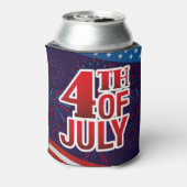 4 juli Vuurwerk Rood Wit Blauw Blikjeskoeler (Blikje Achterkant)