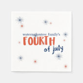 4 juli Vuurwerk Rood Wit en Blauw Servetten (Voorkant)