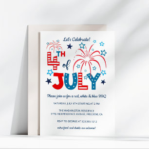 4 juli Vuurwerk, Sterren & Strepen BBQ Party Kaart