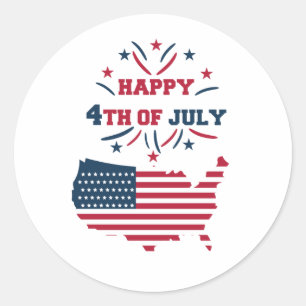 4 juli Vuurwerk USA Rood Wit Blauwe Vlag   Ronde Sticker