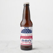 4 juli vuurwerksterren en -strepen bier etiket (Voorkant)